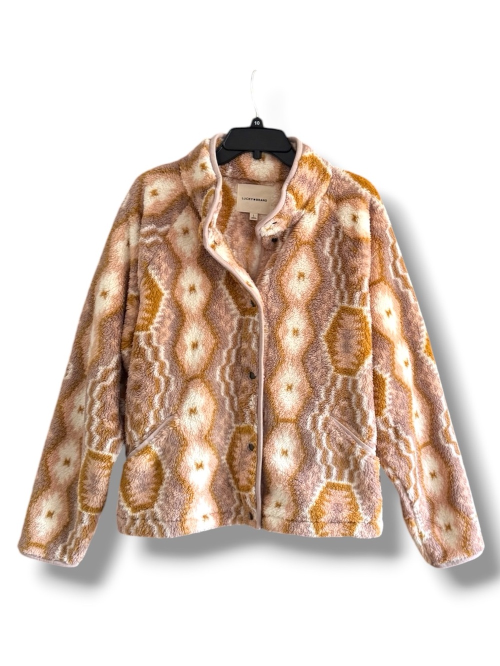 Lucky Brand Womens Southwestern Patterned Fleece Jacket Retails $169